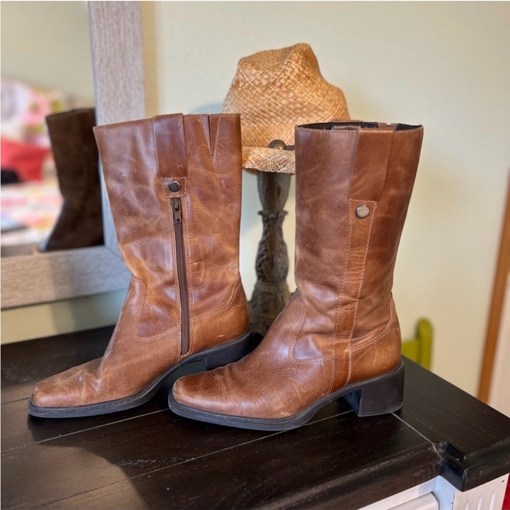 Nine West Brown Leather Western Style Boots size 7 Women’s